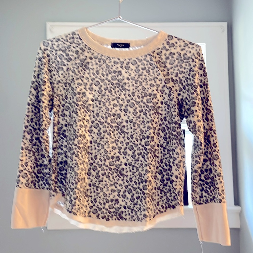 Aqua long sleeve printed girls shirt
